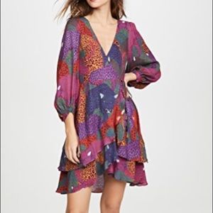 Farm Rio rainbow jaguar wrap dress multi